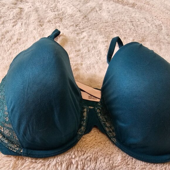Body By Victorias Secret 34DD Green Lace Overlay Bra Lined Perfect Coverage - Picture 7 of 8